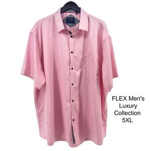 FLEX Mens Luxury Collection Pink Short Sleeve Button‎ Up Shirt Size 5XL